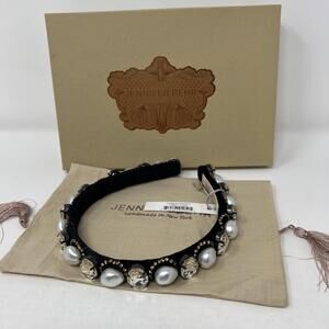 JENNIFER BEHR Black Crystal And Pearl  Headband NWT